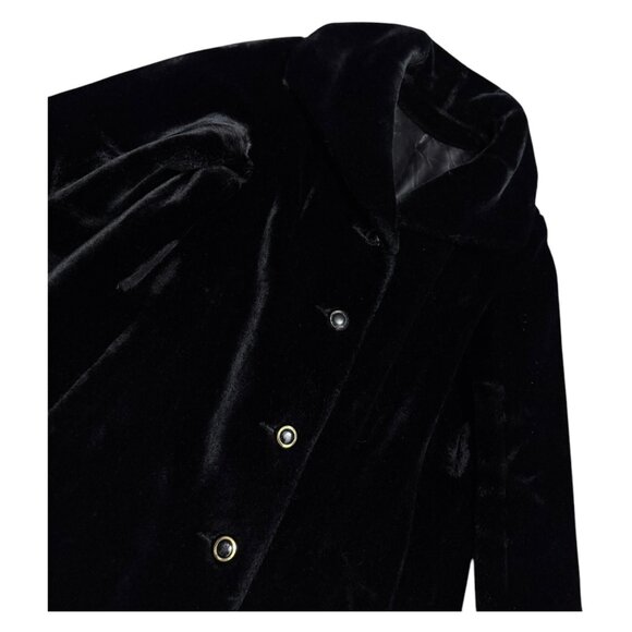 STUNNING FAUX FUR Vintage 90s Retro Winter Glam Black Coat Womens XL - Picture 3 of 6